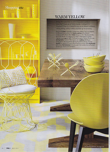 étoile home's London Polka Dot Spotty Rectangular Lumbar throw pillow in Maize yellow as seen In Living Etc Magazine ships from Canada worldwide including the USA