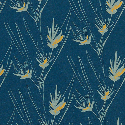 Beakrush floral home decor interiors fabric for curtains, blinds and upholstery in Petrol Blue and SeaFoam green ships from Canada including the USA