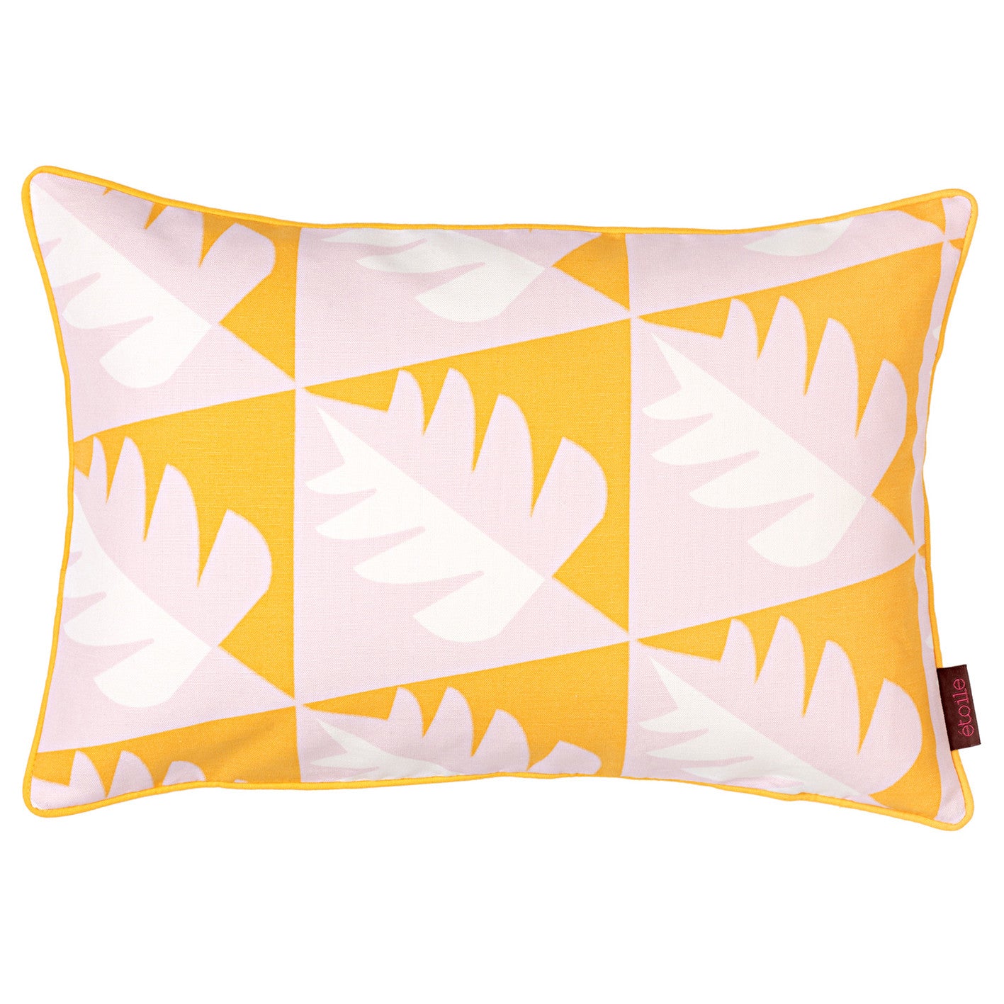 Betty Geometric Tree Pattern Rectangle Decorative Throw Pillow in Saffron Yellow & Light Tea Rose Pink 12x18"