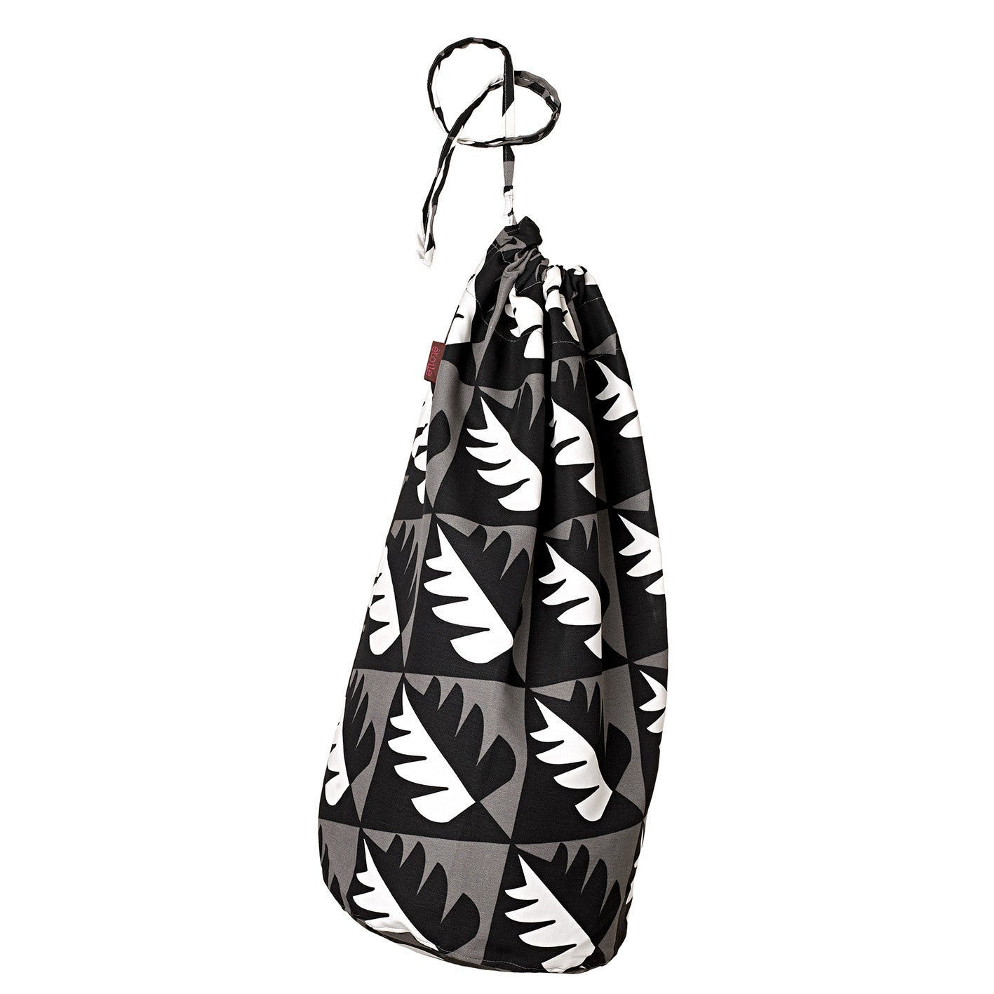 Betty Tree Pattern Linen Cotton Drawstring Laundry & Storage Bag in Stone Grey & Black ships from Canada (USA)