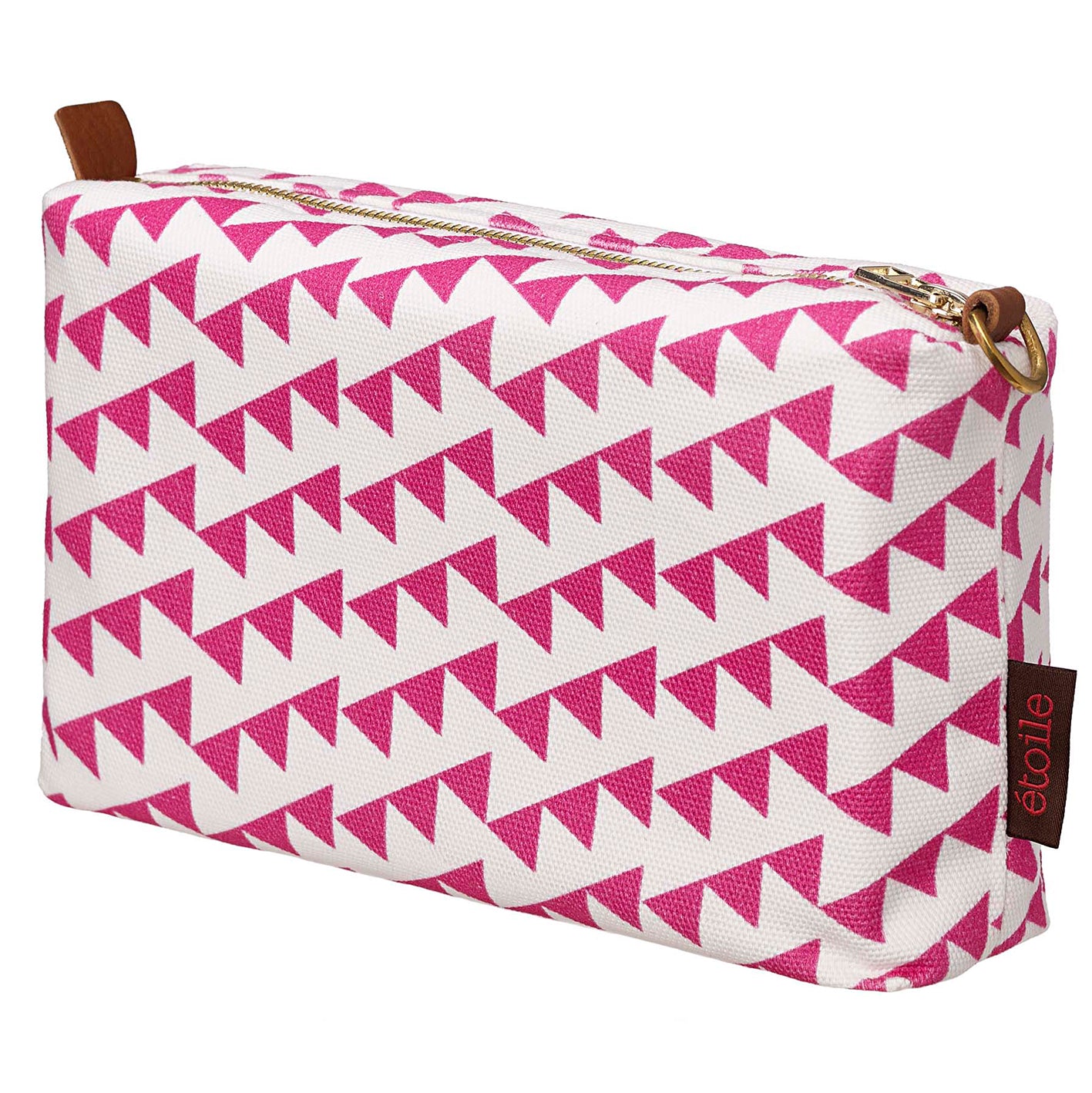 Bunting Geometric Pattern Canvas Wash Toiletry Travel Bag in Bright Fuchsia Pink Canada