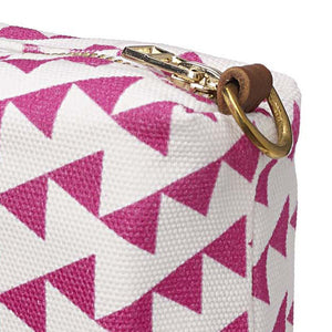 Bunting Geometric Pattern Canvas Wash (toiletry) Bag in Bright Fuchsia Pink