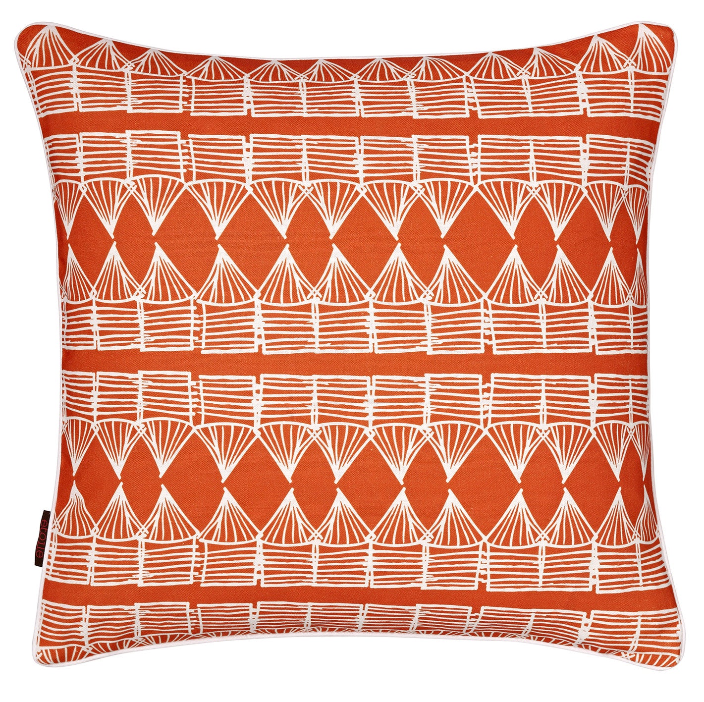 Tiki Huts Tropical Pattern Cotton Linen throw pillow Cushion 45x45cm in Bright Pumpkin Orange ships from Canada worldwide including the USA