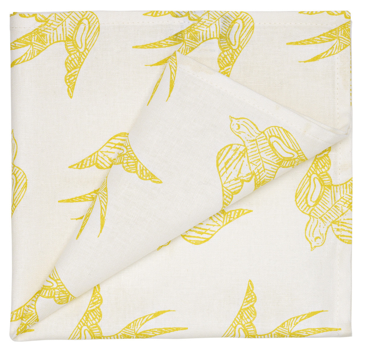 Katia Swallow Pattern Linen Napkins in Bright Maize Yellow