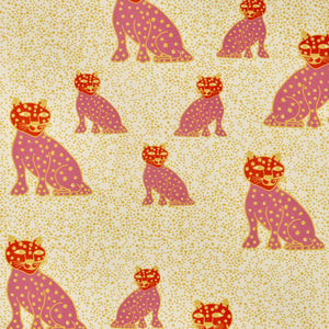 Graphic Leopard Pattern Printed Linen Cotton Canvas Home Decor Fabric by meter or yard for curtains, blinds, upholstery in Coral Pink, Pumpkin Orange & Yellow ships from Canada (USA)