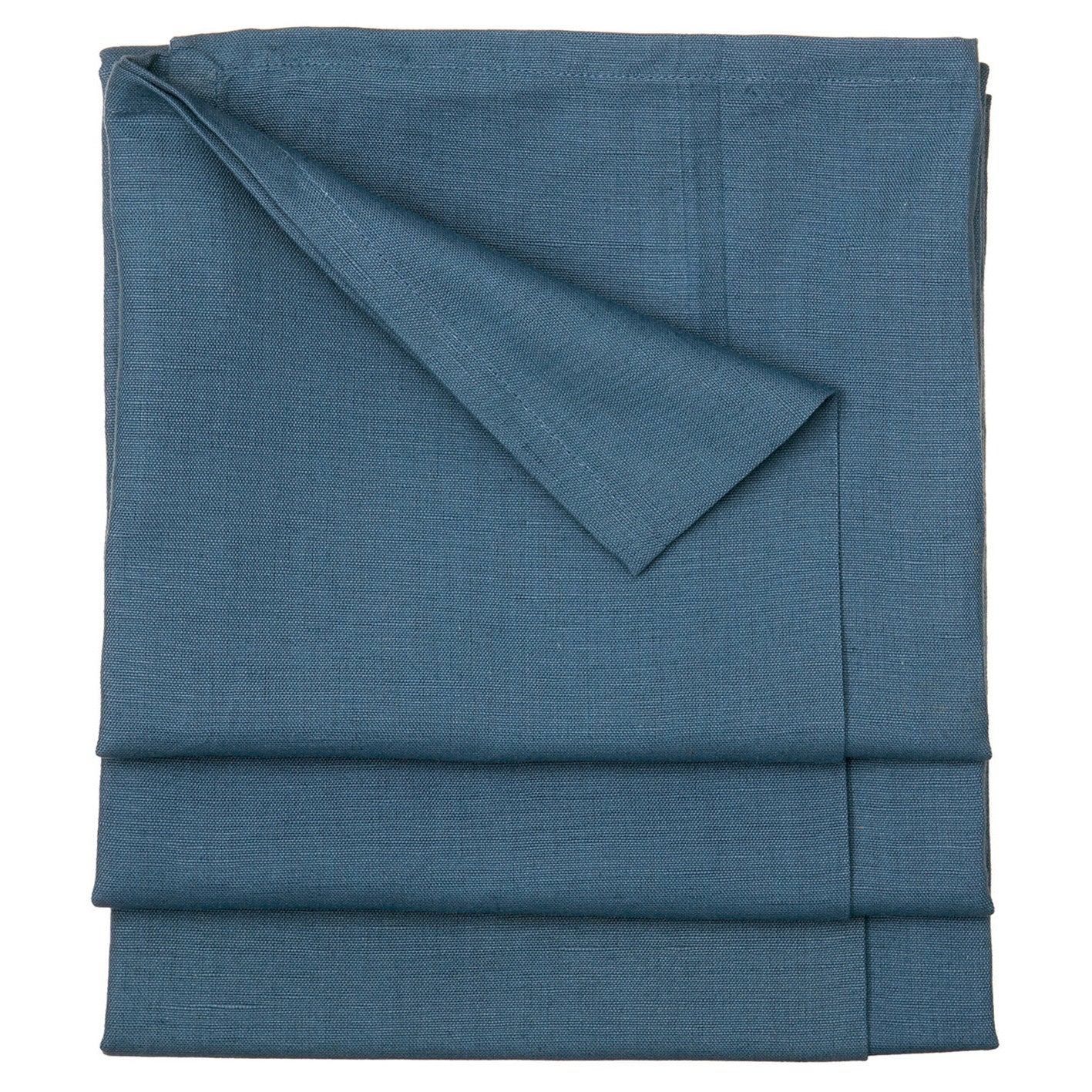Solid Dyed Linen Cotton Union Tablecloth in Dark Petrol Blue Stain Resistant finish Canada USA