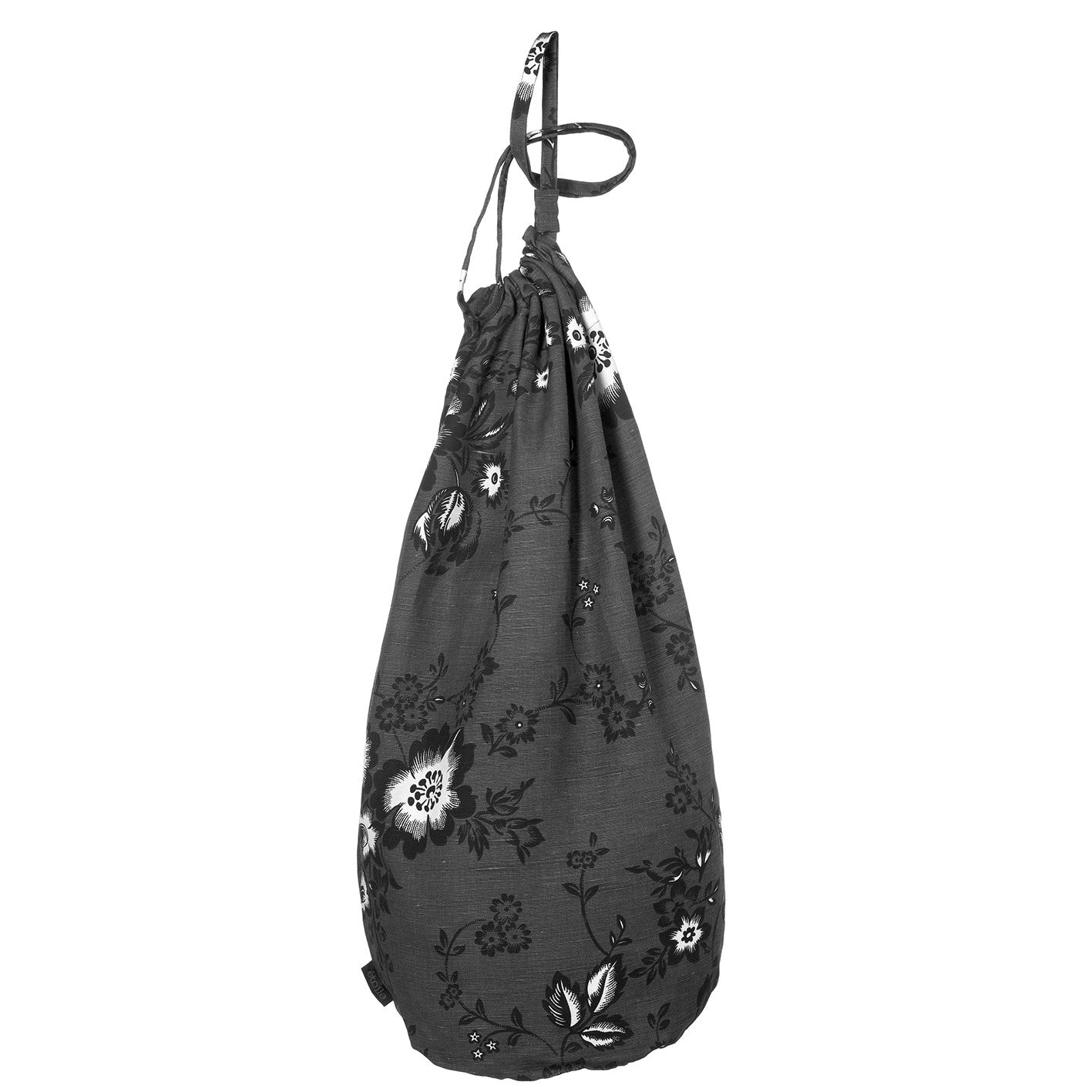 Miles Floral Linen Laundry & Storage Bag in Charcoal Grey