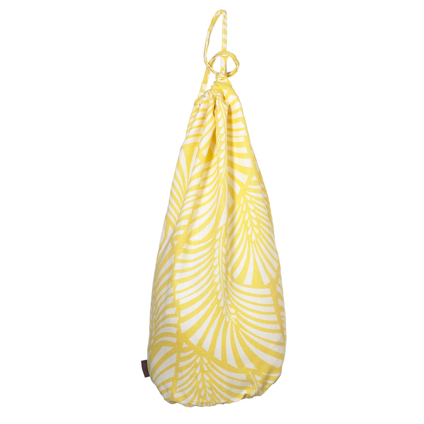 Oscar Palm Leaf Pattern Printed Linen Cotton Laundry & Storage Bags in Lemon Yellow Ships from Canada (USA)