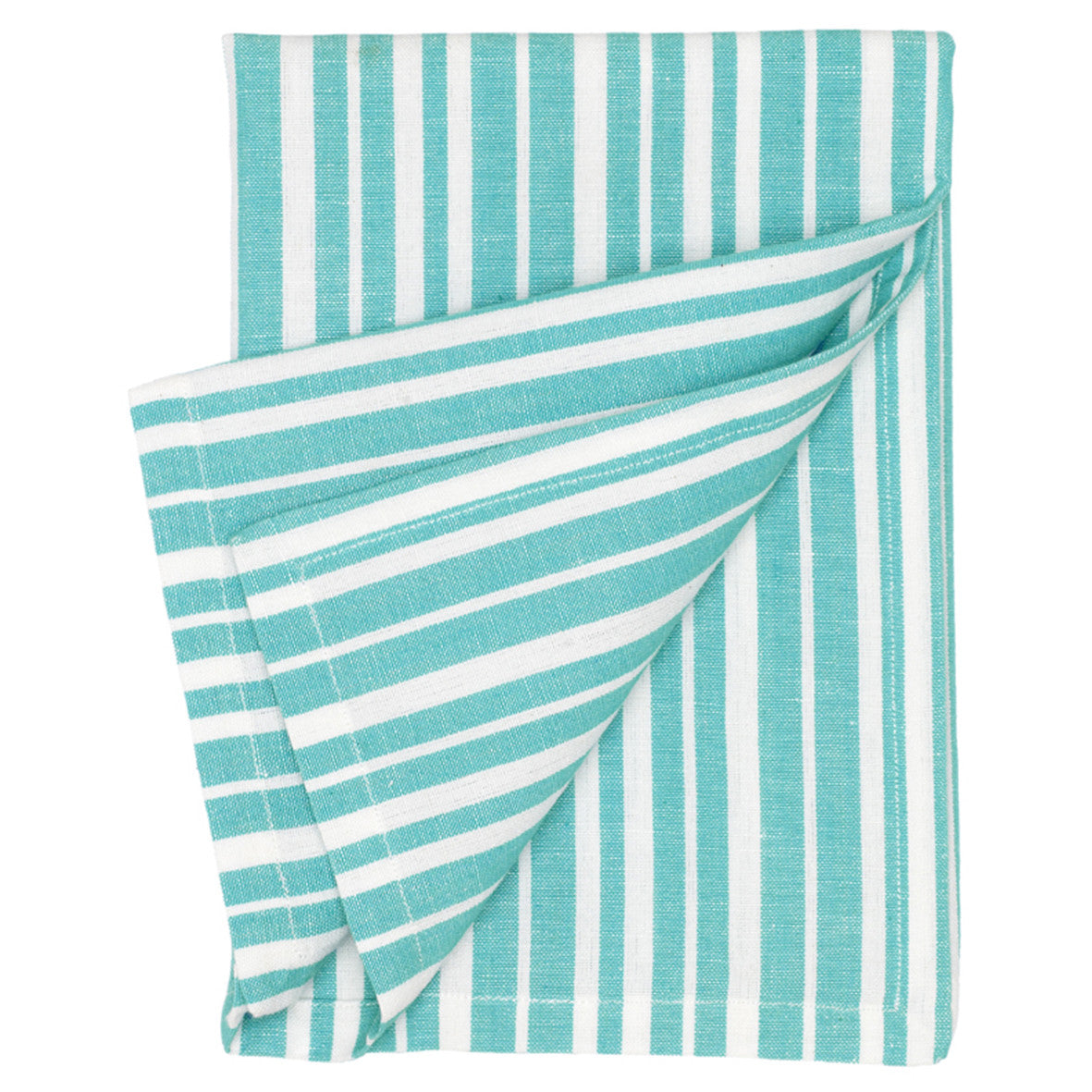 Palermo Ticking Stripe Cotton Linen Napkin in Turquoise Blue