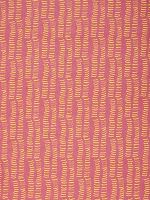 Graphic Adam's Rib Pattern Screen Printed Linen Cotton Canvas Fabric in Bright Coral Pink & Mustard Yellow