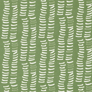 Graphic Rib Pattern Pattern Screen Printed Linen Cotton Canvas Fabric in Light Avocado Green and White