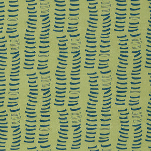 Graphic Rib Pattern Pattern Screen Printed Linen Cotton Canvas Home Decor Fabric in Antique Moss Green and Dark Petrol  Blue Curtain Blind Upholstery Canada USA
