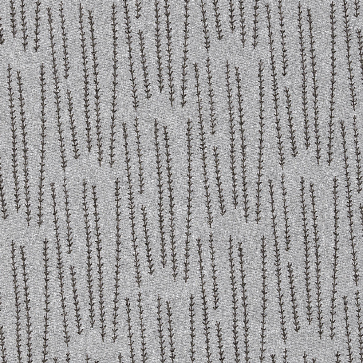 Graphic Rosemary Sprig Pattern Printed Linen Cotton Canvas Home Decor Fabric by the meter or yard for curtains, blinds upholstery in Light Dove Grey & Dark Stone Grey ships from Canada (USA)