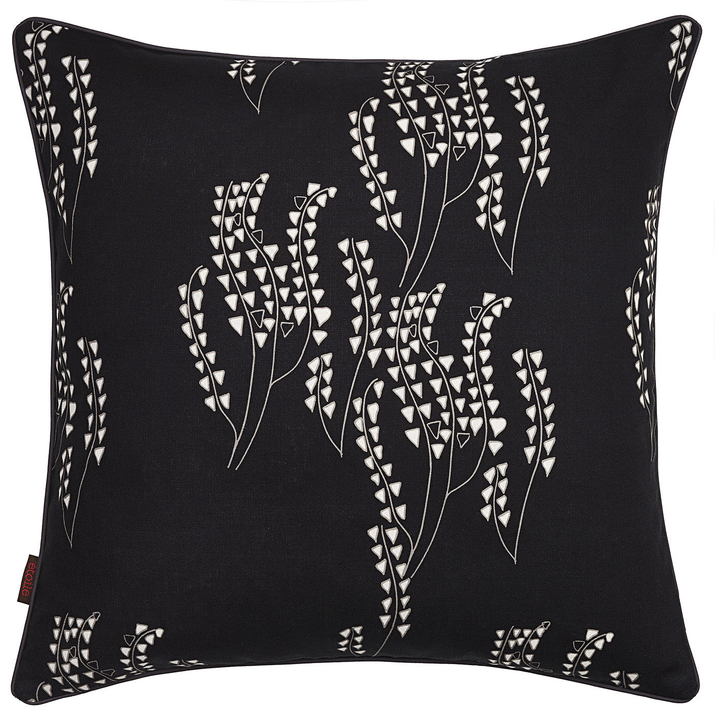 Yuma Grass Pattern Linen Cotton Throw Pillow in Black with grey ships from Canada worldwide including the USA