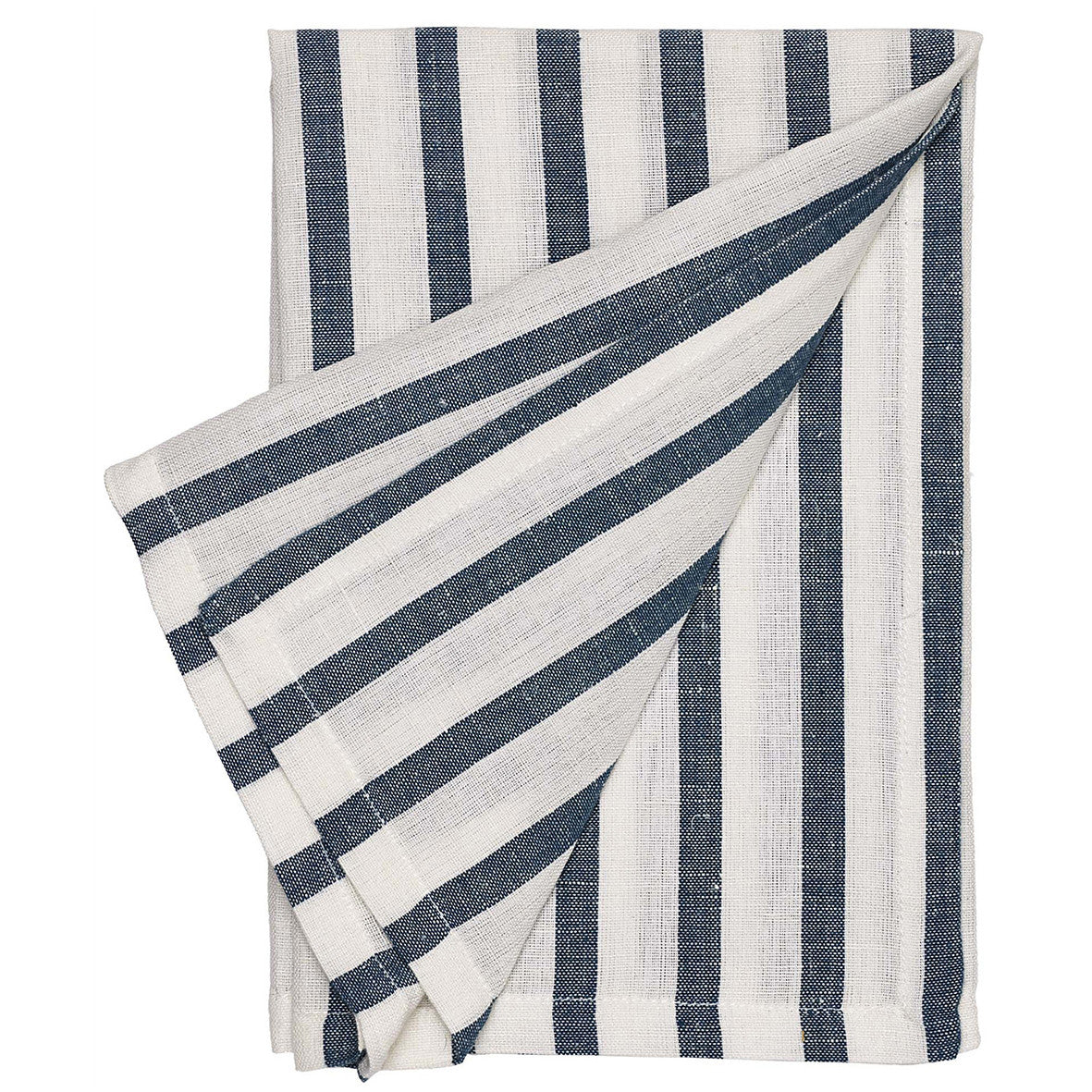 Autumn Ticking Stripe Cotton Linen Napkin in Navy Blue