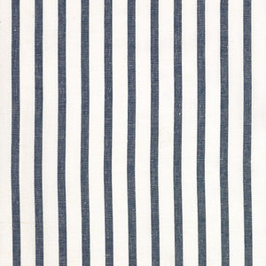 Autumn Ticking Stripe Cotton Linen Fabric by the Meter in Dark Petrol Blue
