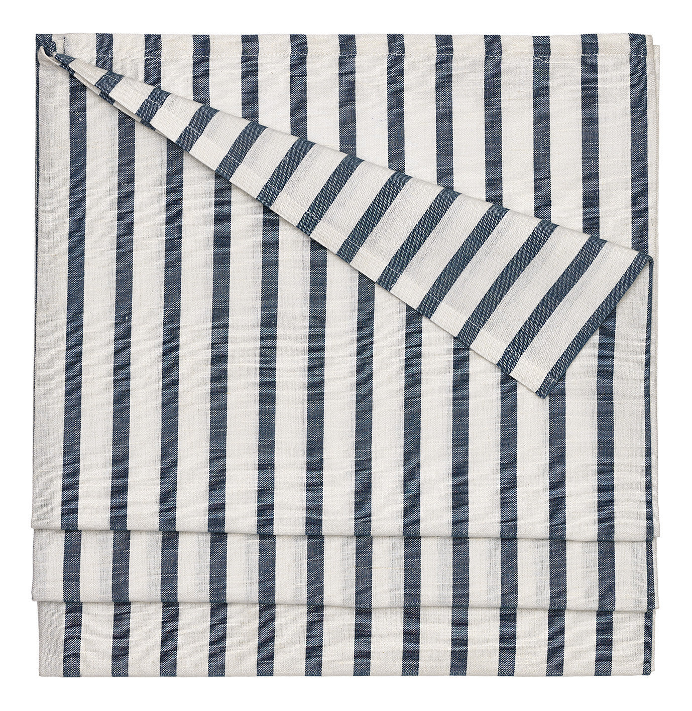 Autumn Ticking Stripe Cotton Linen Tablecloth in Dark Petrol Blue 145x180cm (58x72") Canada USA