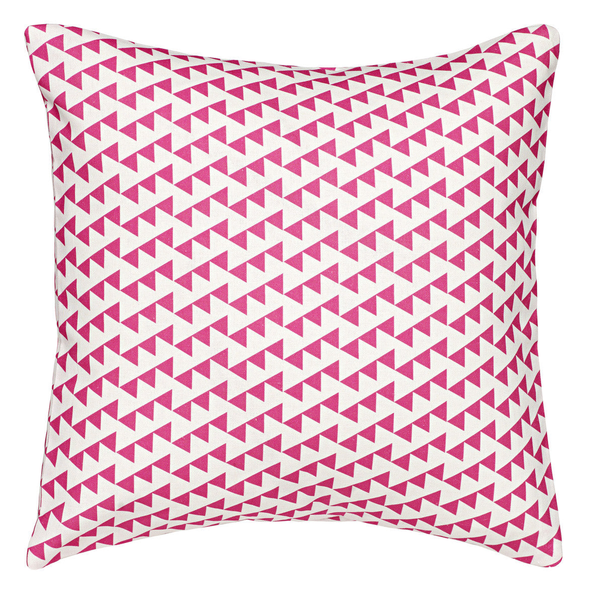 Bunting Geometric Pattern Cotton Linen Decorative Throw Pillow in Bright Fuchsia Pink 45x45cm (18x18") ships from Canada worldwide including the USA