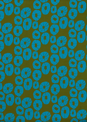 Jellyfish Pattern home interiors decor fabric for curtains, blinds and upholstery in Olive Green and Turquoise blue ships from Canada