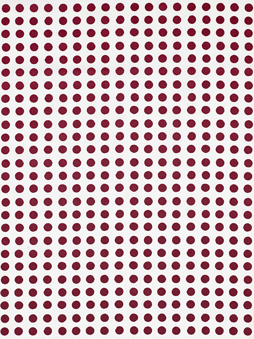 London Polka Dot Pattern Cotton Linen Fabric by the Meter in Vermilion Red