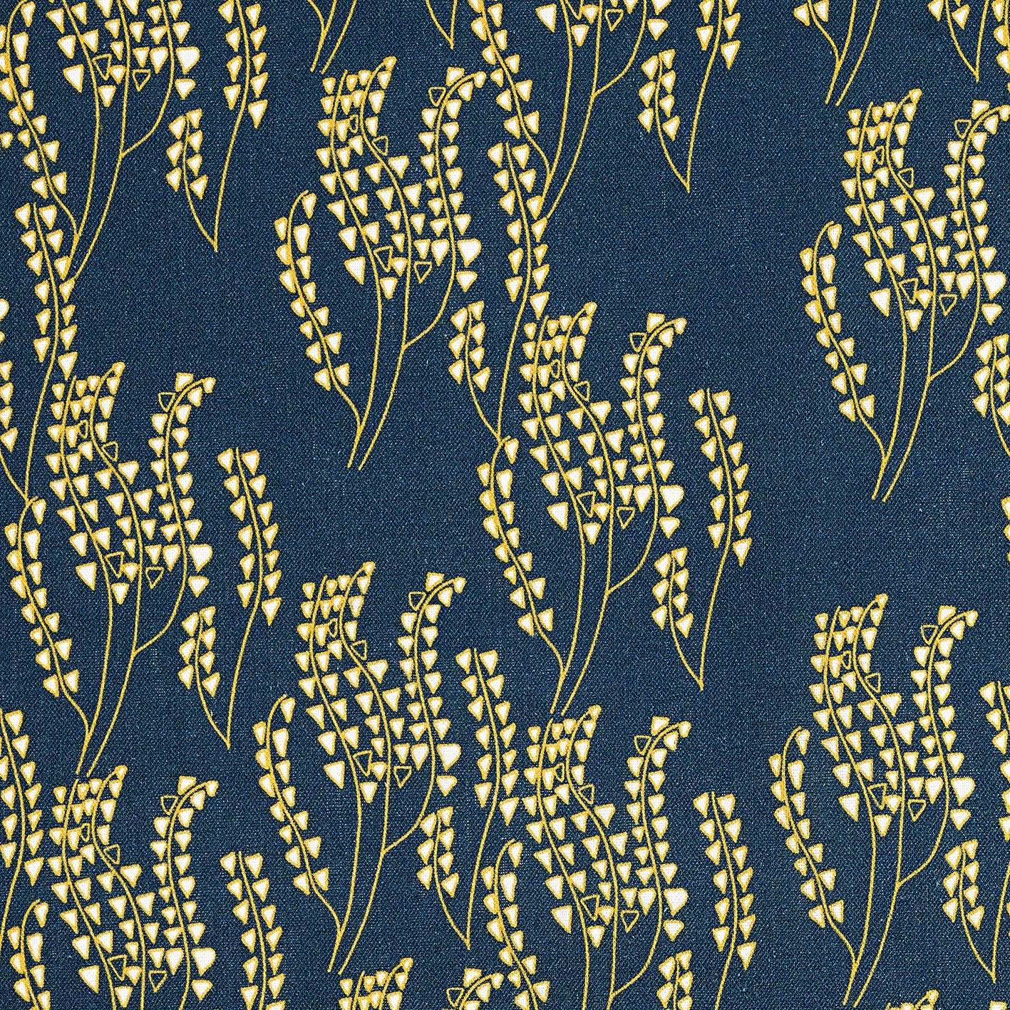 Maricopa Graphic Floral Pattern Cotton Linen Home Decor Fabric by the meter or by the yard for curtains, blinds, or upholstery in Dark Petrol Blue / Maize Yellow ships from Canada worldwide (USA)