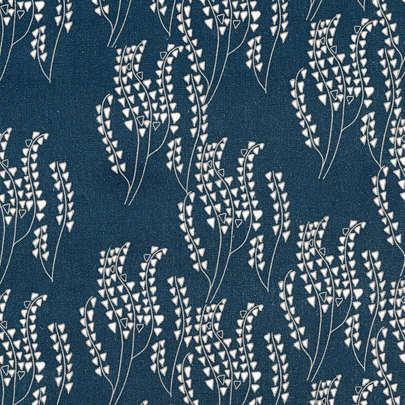 Maricopa Graphic Floral Pattern Cotton Linen Fabric in Dark Petrol Blue and Grey