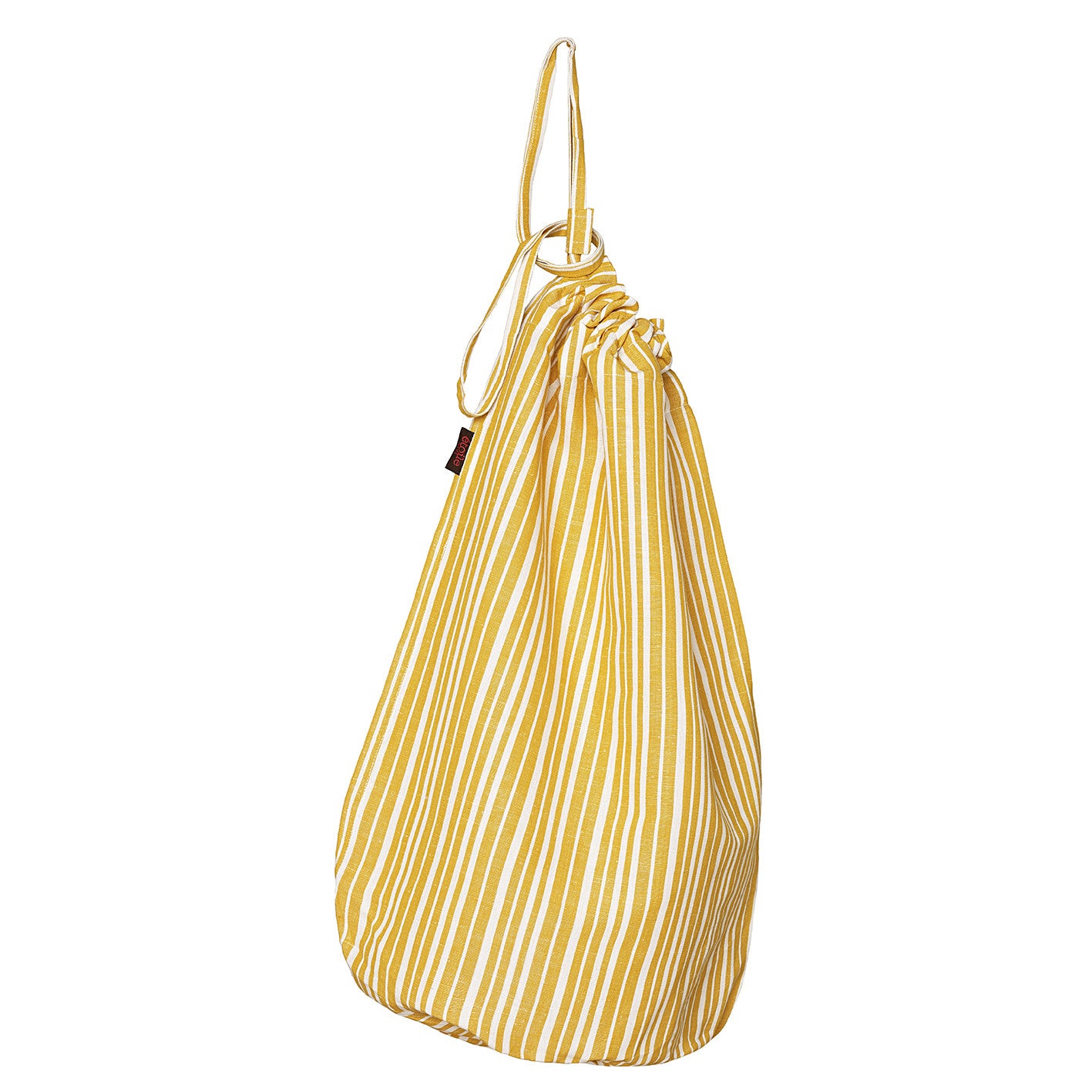 Palermo Ticking Stripe Cotton Linen Drawstring Laundry & Storage Bag in Mustard Gold Ships from Canada (USA)