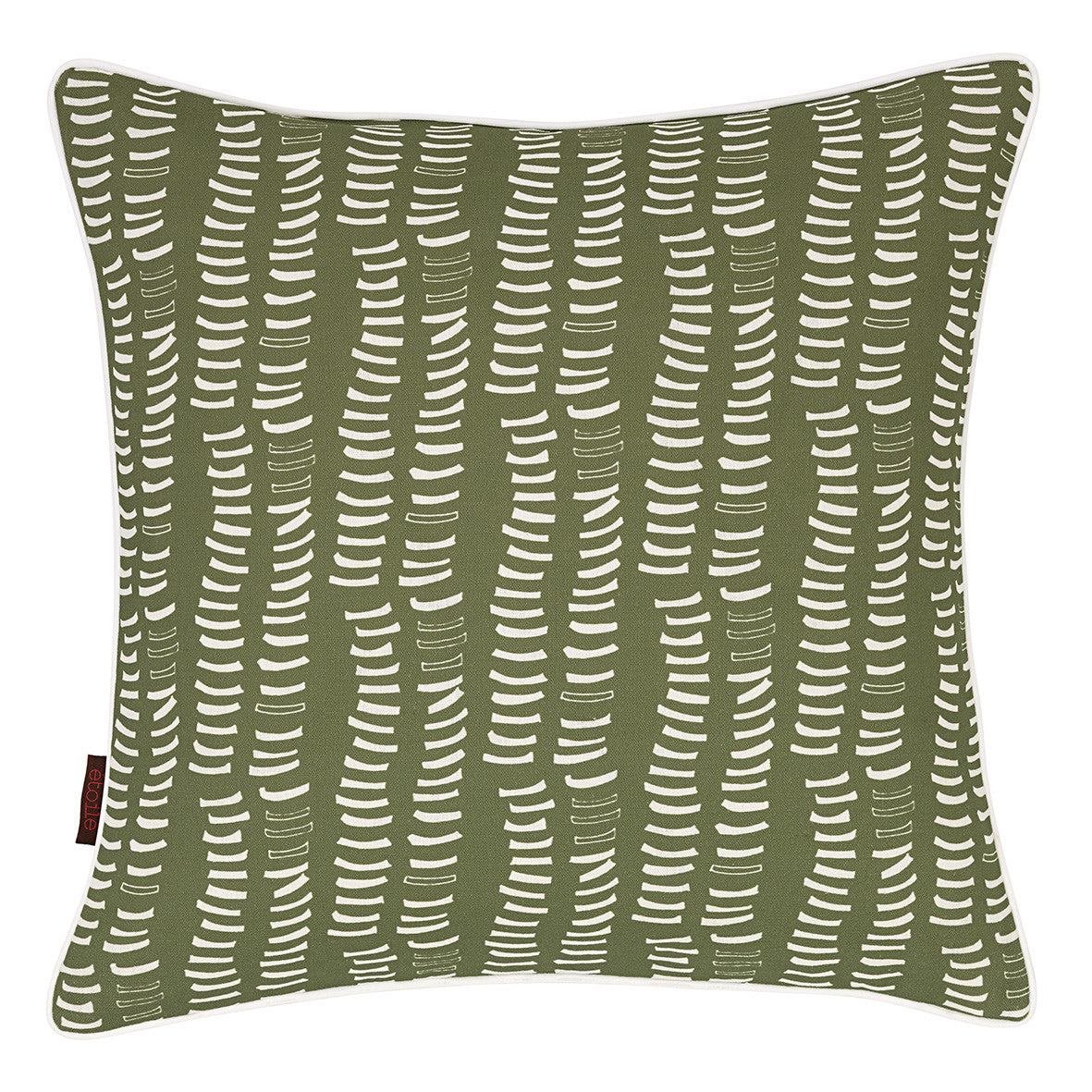 Graphic Adams Rib Pattern Linen Union Printed Cushion in Light Avocado Green