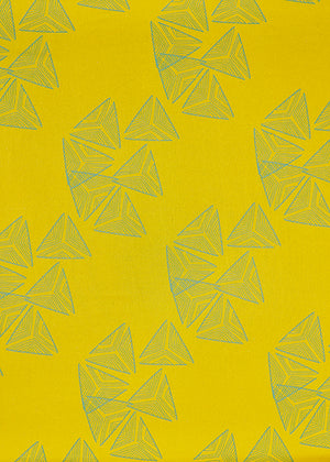 Sails pattern home decor interiors fabric for curtains, blinds and upholstery in Mustard Yellow and Sea Foam Green available by the meter or yard ships from Canada worldwide including the USA