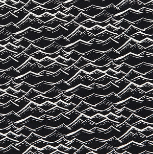 Waves Block print pattern home interior decor fabric for curtain, blinds and upholstery by meter or yard in black and white from Canada USA