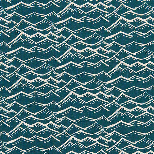Waves Home Decor Fabric in Dark Petrol Blue for Curtains, Blinds, Upholstery in Cotton Linen ships from Canada to Usa
