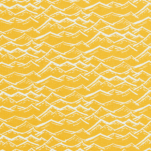 Waves pattern home decor interiors fabric for curtains, blinds and upholstery in maize yellow available by the meter or yard ships from Canada worldwide including the USA