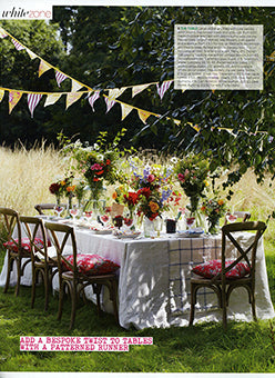étoile home's Crochet bedspread as a tablecloth in Brides magazine ships from Canada worldwide