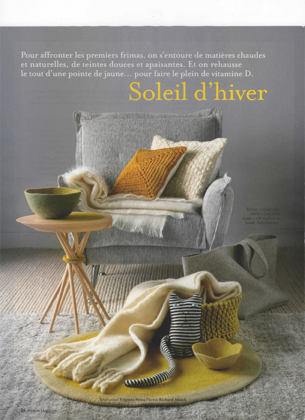 Hand Knitted recycled wool throw pillow from étoile home featured in Maison Magazine 