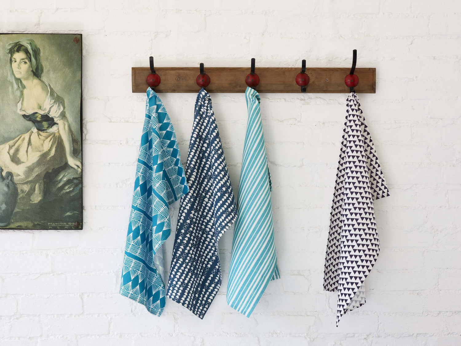 Quality cotton linen striped and patterned tea towel in shades of blue. A perfect hit of colour for your kitchen. Ships from Canada worldwide including the USA