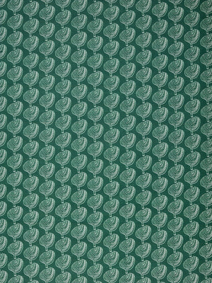 Graphic Apple Tree Pattern Printed Fabric in Dark Moss Green and White