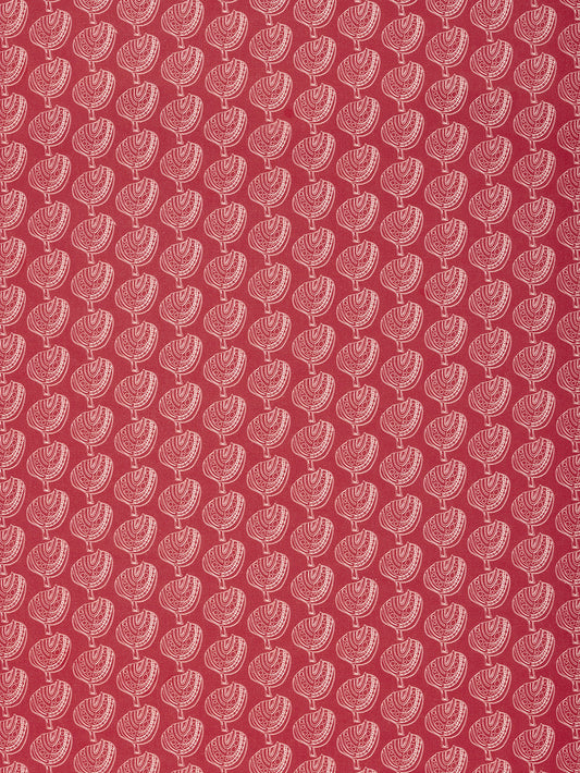 Graphic Apple Tree Pattern Printed Fabric in Warm Geranium red