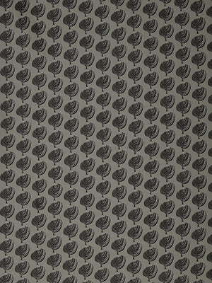 Graphic Apple Tree Pattern Printed Fabric in Dove Grey and Black