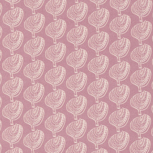 Graphic Apple Tree Pattern Printed Linen Cotton Canvas Fabric in Light Heather Pink