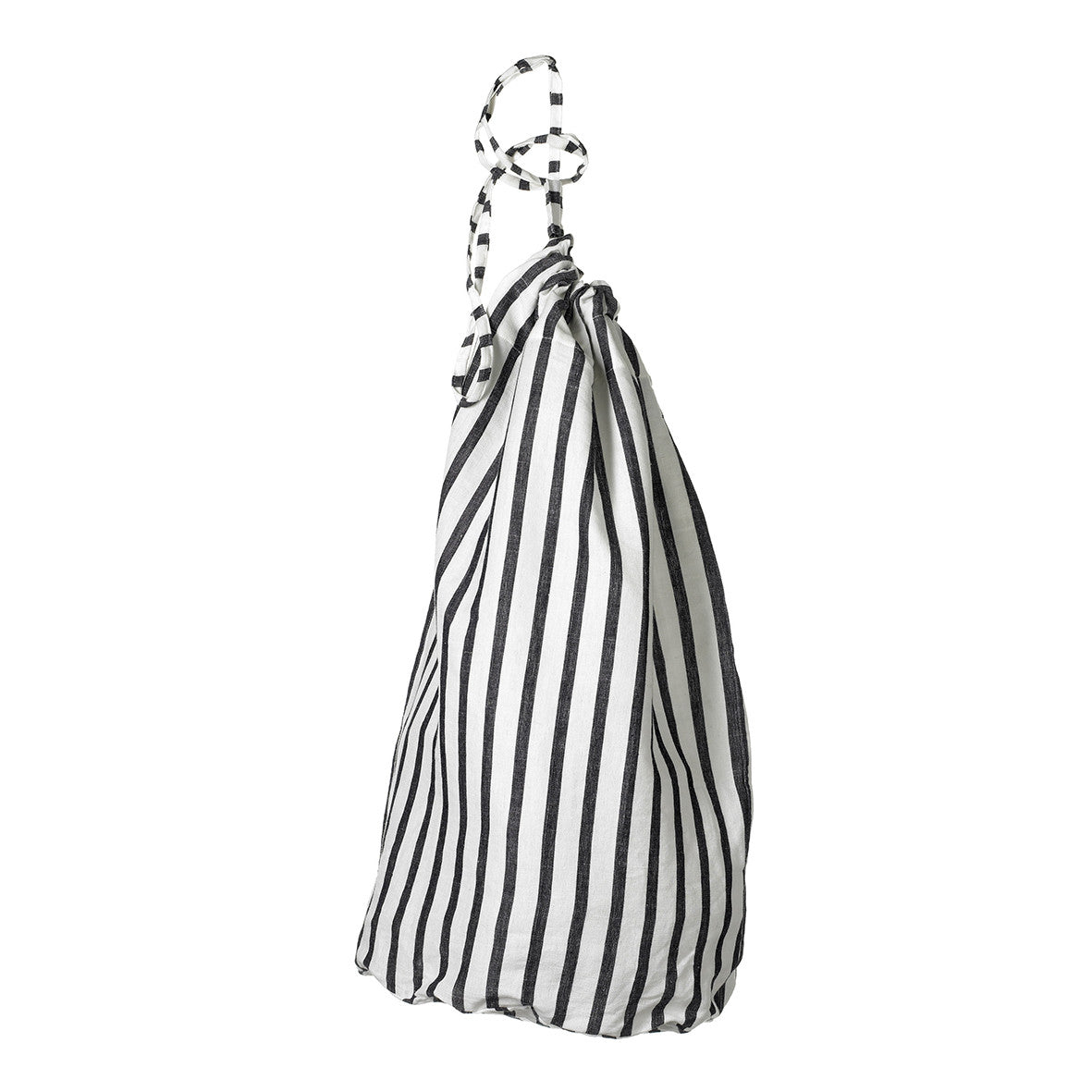 Autumn Ticking Stripe Linen Laundry and Storage Bags in Black ships from Canada (USA)