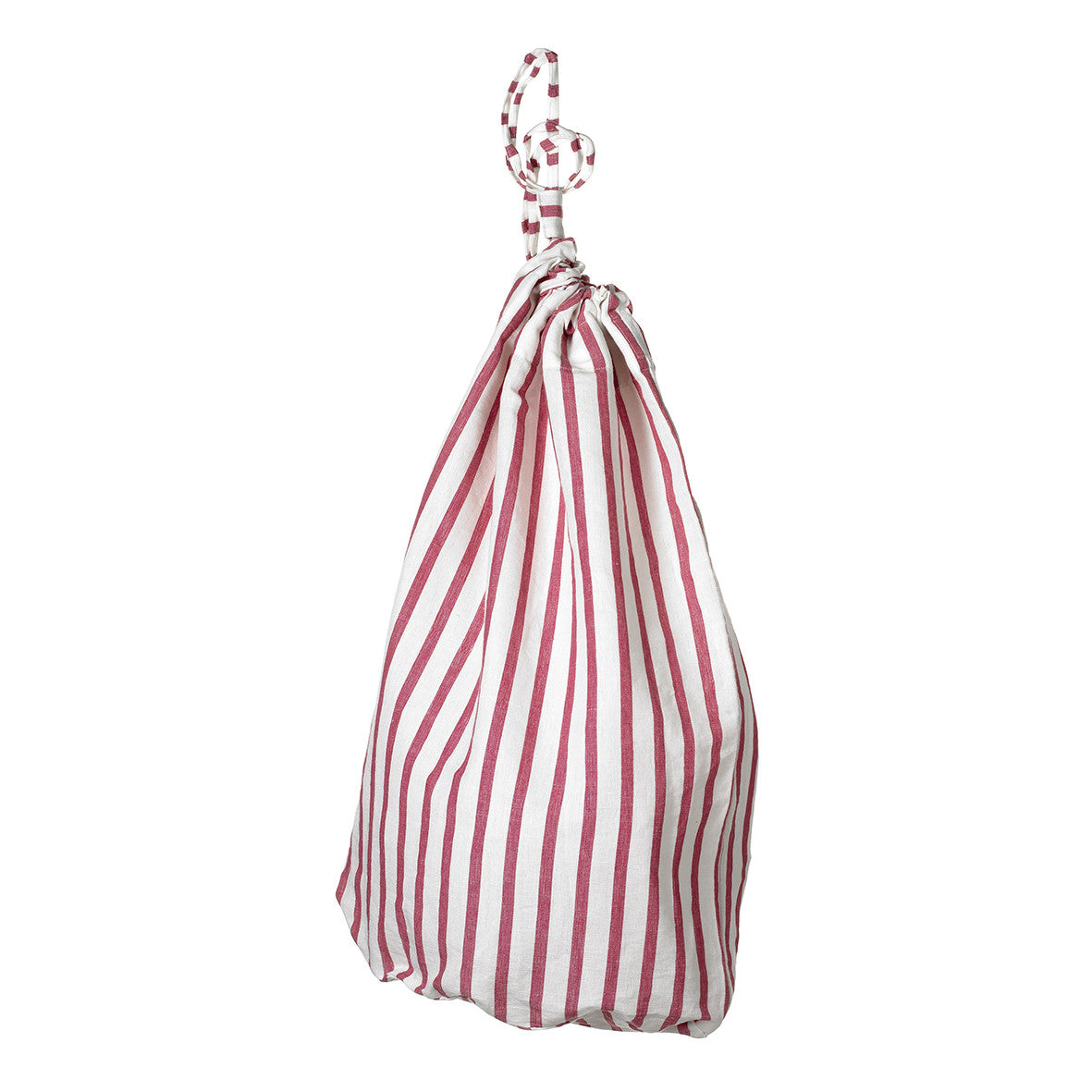 Autumn Ticking Stripe Drawstring Cotton Linen Laundry and Storage Bag in Heather Pink ships from Canada (USA)