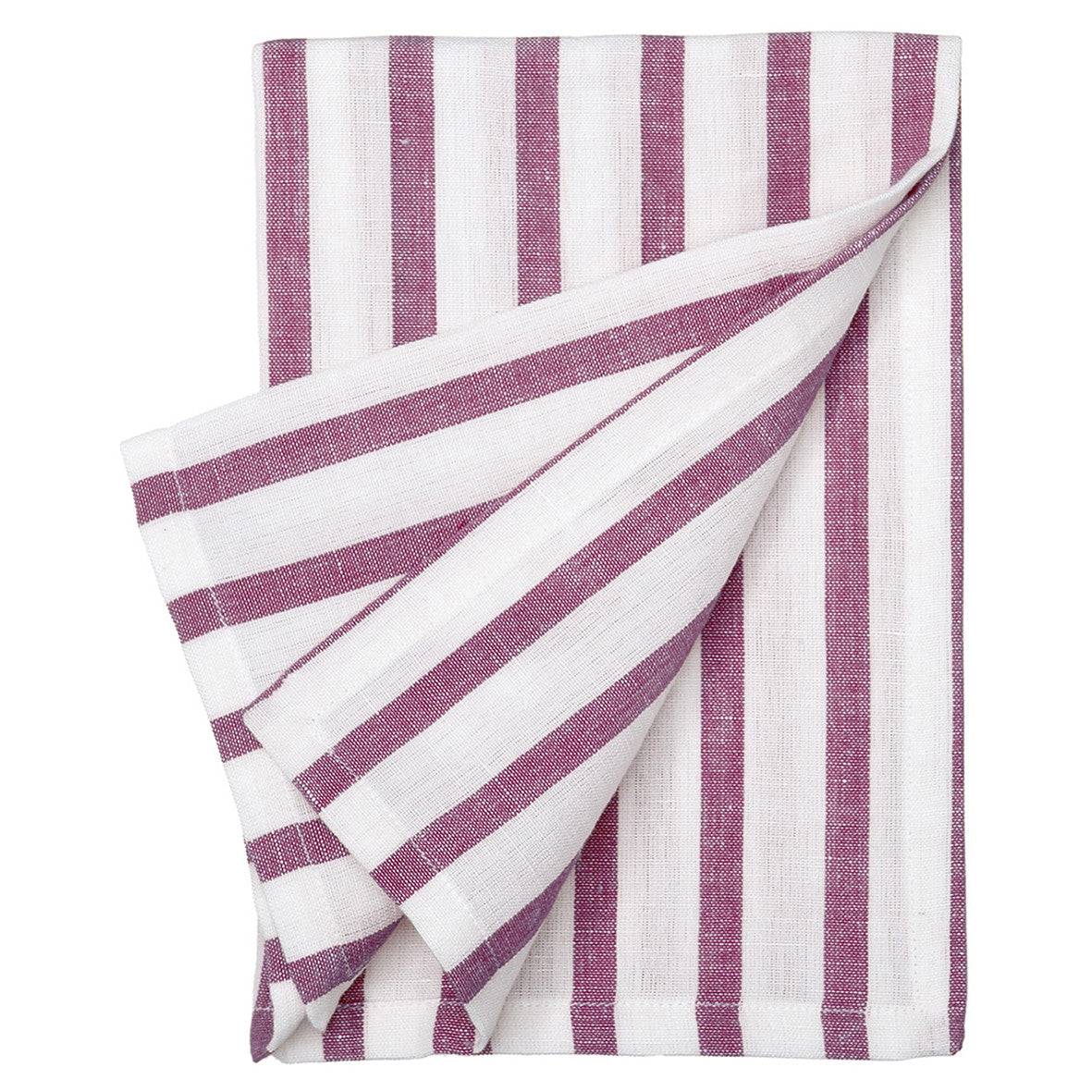 Autumn Ticking Stripe Cotton Linen Napkin - Dark Heather Pink