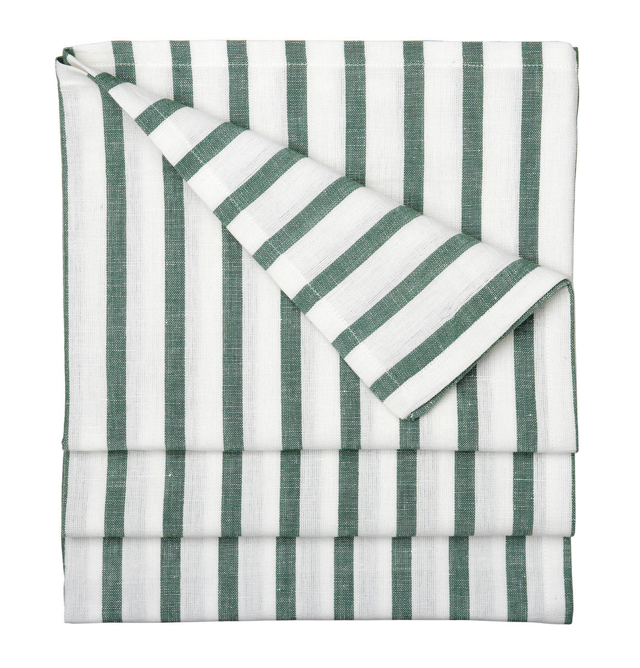 Autumn Ticking Stripe Cotton Linen Tablecloth in Dark Moss Green Canada USA