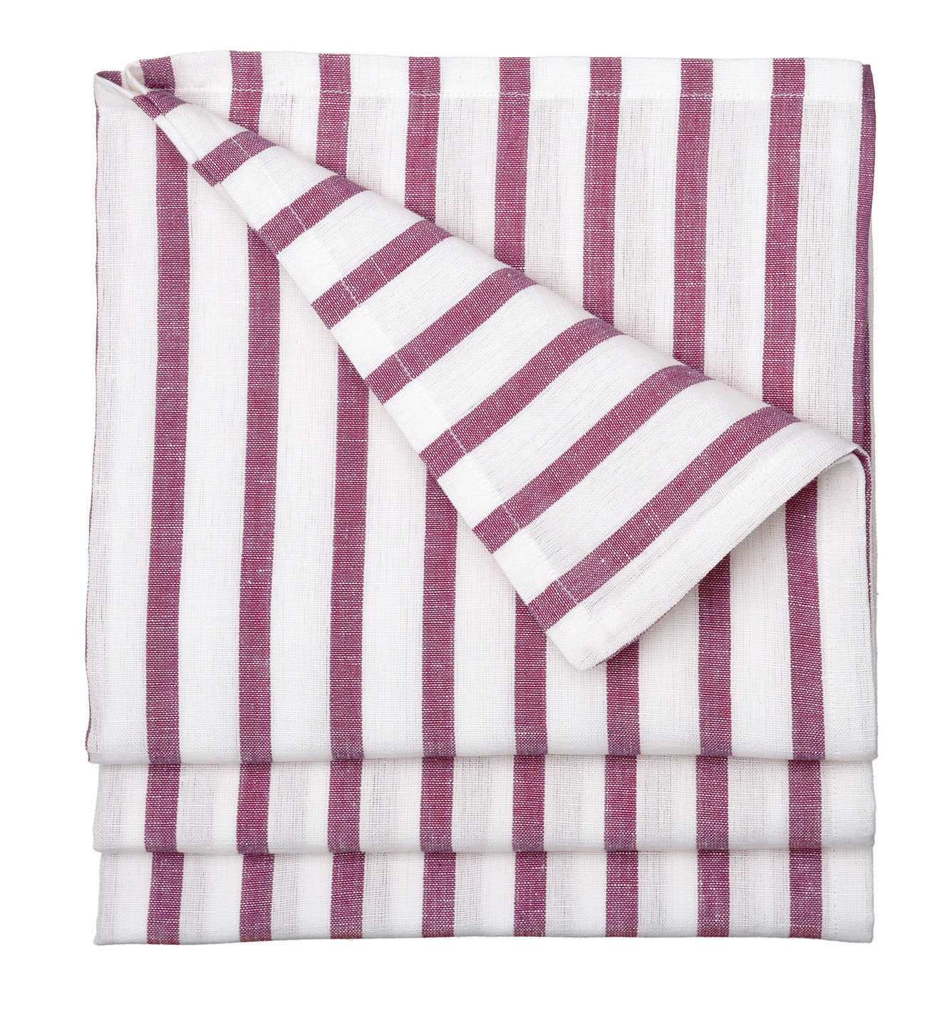 Autumn Ticking Stripe Cotton Linen Tablecloth in Burgundy Heather Pink Ships from Canada (USA)