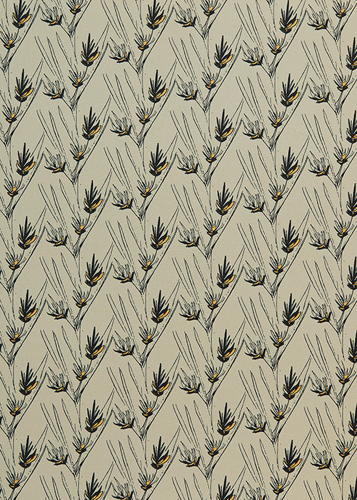 Beakrush floral home decor fabric for curtains, blinds and upholstery in Natural Earth, Black and Yellow ships from canada worldwide including the USA