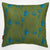 Beakrush floral cotton linen designer throw pillow in Olive Green Petrol and Turquoise Blue 45x45cm (18x18") ships from Canada worldwide including the USA