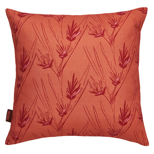 Beakrush floral cotton linen throw pillow in terracotta orange 45x45cm (18x18") ships from canada worldwide including the USA