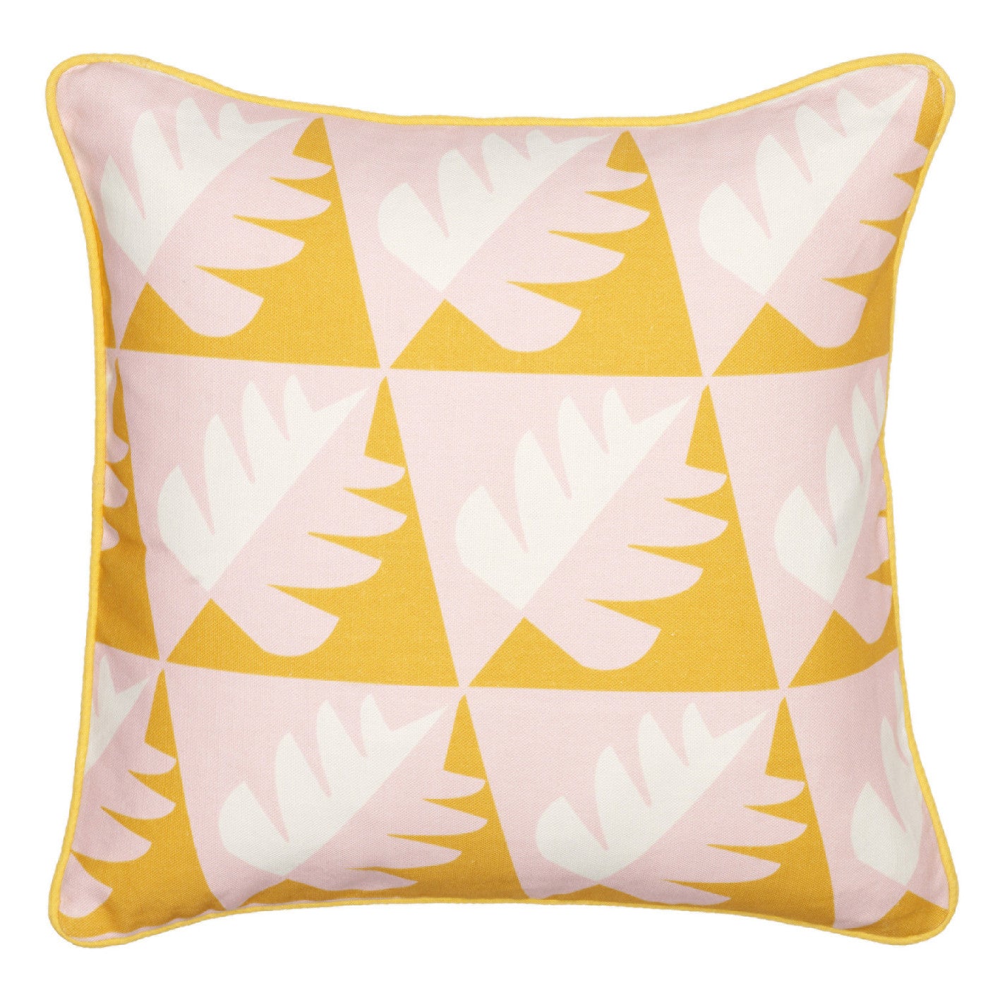 Betty Geometric Tree Pattern Linen Decorative Throw Pillow in Saffron Yellow 45x45cm (18x18")