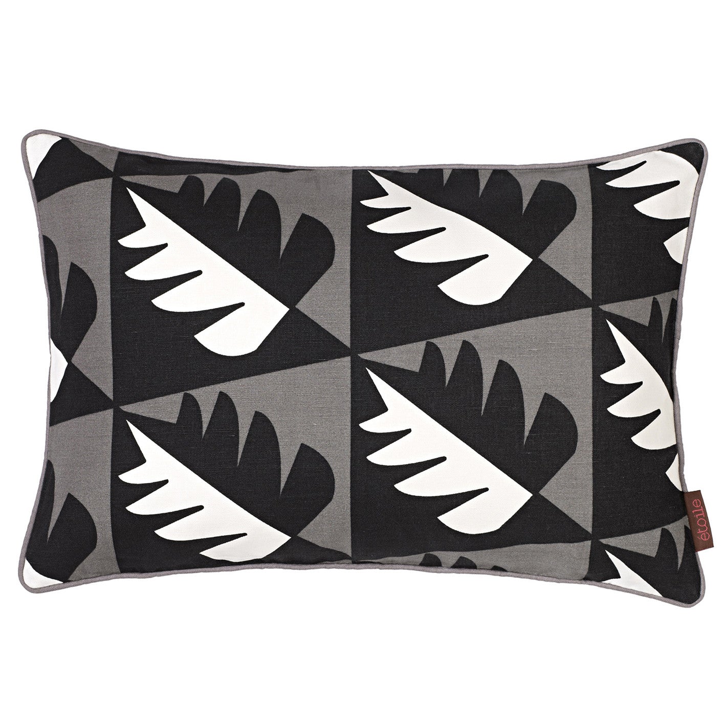 Betty Geometric Tree Pattern Rectangle Decorative Throw Pillow in Stone Grey with Black 31x46cm (12x18.5")