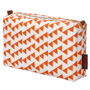Bunting Geometric Pattern Cotton Canvas Wash, Toiletry, Cosmetic, Shaving Travel Bag (kit) - Pumpkin Orange Ships from canada (USA)